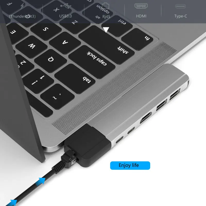 Mobible USB Type C Hub z HDMI obsługującym Rj45 1000M USB-C Dock PD Data Port Hub 3.0 TF SD do Macbook Pro/Air 2020 M1 Hubs