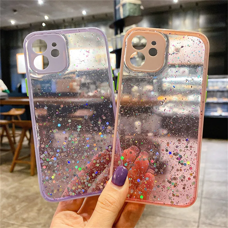 Clear Energy Camera Protection Case do telefonu iPhone 11 12 Mini Pro Max X XR XS Max 8 7 Plus SE 2020 Candy Color Soft TPU Cover