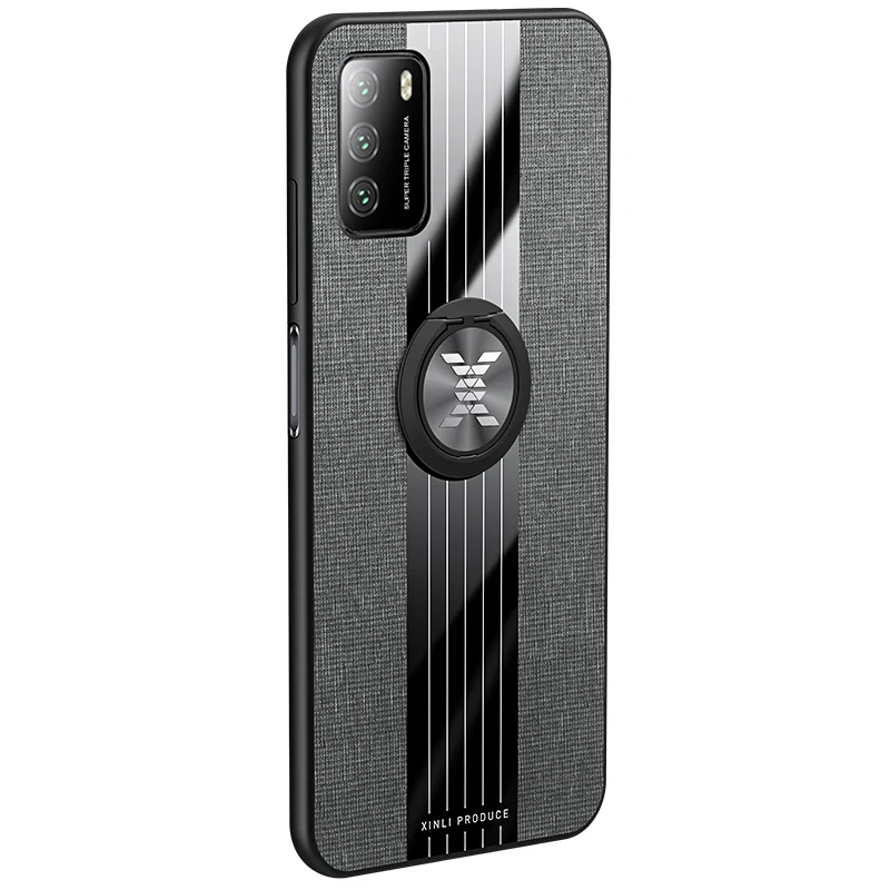 Dla Xiaomi POCO M3 Case Cover Miękka Silikonowa Ramka i Uchwyt Pierścienia Magnetycznego Pokrywa Tylna Na Xiomi Pocophone X3 NFC Shell Etui do Telefonu
