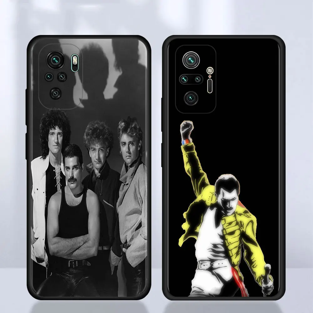 Queen Freddie Mercury Etui do Xiaomi Redmi Note 9S 9 8 9T 7 8T 10 Pro Max 5G TPU Pokrowiec na telefon komórkowy Black Soft Shell Coque Capa