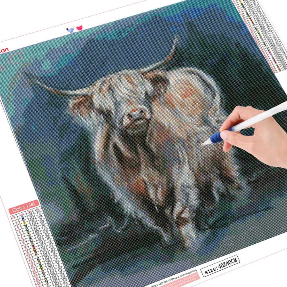 HUACAN Full Square Drill 5D DIY Diamond Painting Cow Animal Diamond Embroidery Cattle Cross Stitch Mosaic Rhinestone Crafts Gift