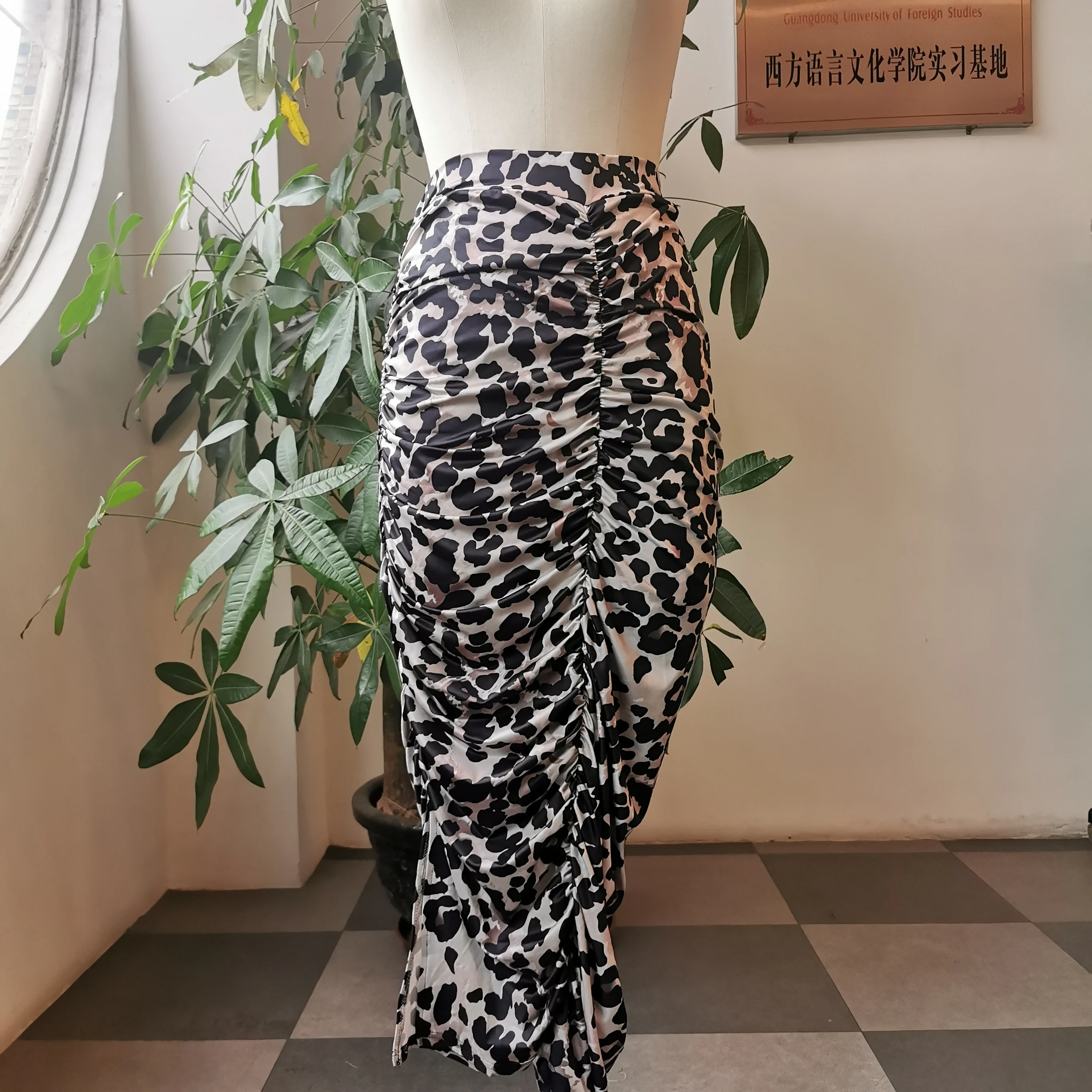 3 Kolory Damska Spódnica Długi Ołówek Faldas Sexy Leopard Print Spódnice z wysokim Stanem Party Office Lady Casual Dojazdów 2021 Jupe Femme