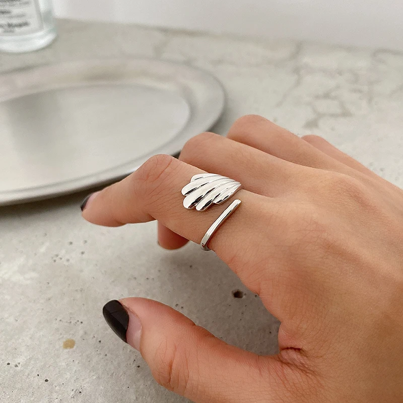 WANTME Nowa dostawa Prawdziwe Srebro Próby 925 Geometryczny Płaszcz Punk Otwarte pierścień dla Kobiet, Mężczyzn Koreański Prosty Partii Biżuteria
