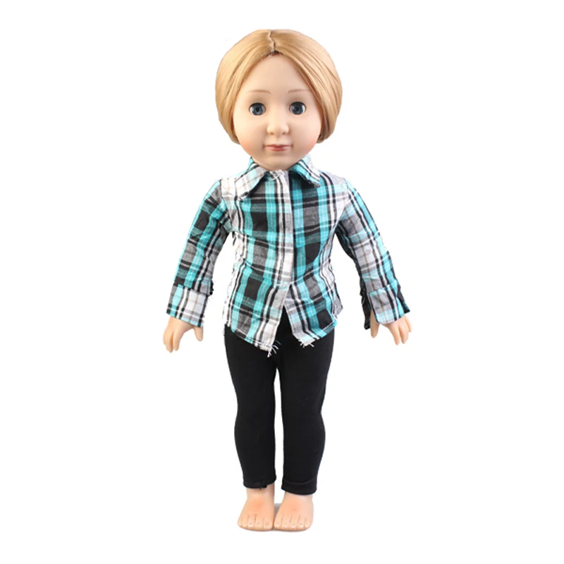 43cm New Reborn Baby Doll Shirt Green Color Plaid Long-sleeved Shirt For 18 Inch American& Russia,OG Girl Toy Dolls