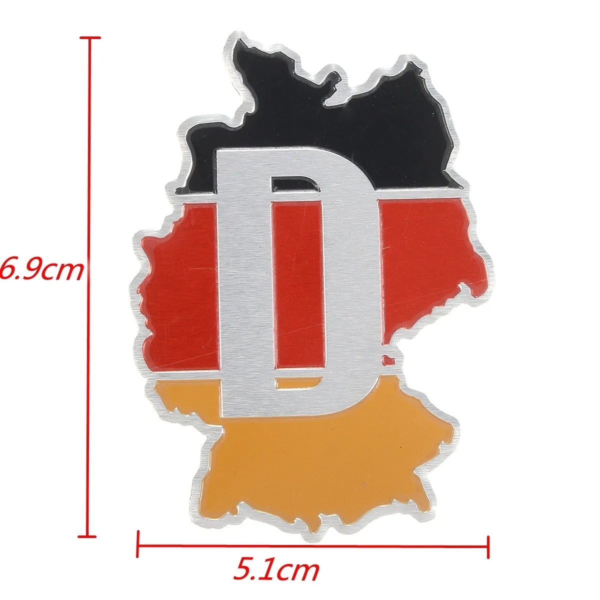 6.9 x 5.1 cm Samochód Auto Stylizacja 3D Metal Stop Aluminium Deutschland Niemcy Mapa Flaga, Godło, Ikona Naklejki Naklejka