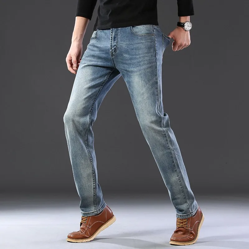 2020 SULEE Top Brand Męskie Modne dżinsy Business Casual Slim Stretch Jeans Klasyczne Spodnie Dżinsowe Spodnie Męskie Czarne niebieskie