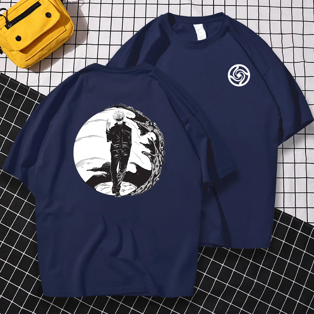 Lato 2021 Marka Bluzki Z Krótkim Rękawem Gojo Jujutsu Kaisen Cool Print T-Shirt Men Hip Hop Funny Tee Shirts Japan Anime Tshirt Mens