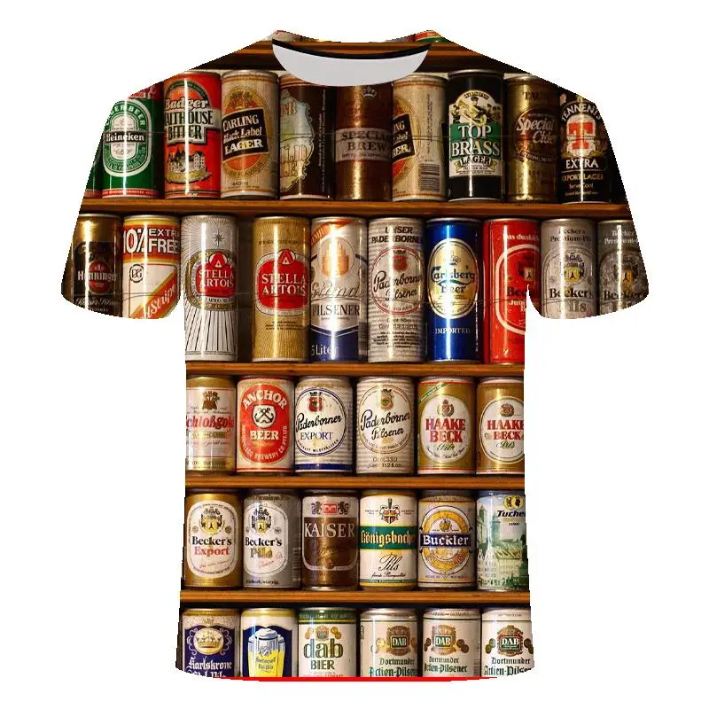 2021 Męska koszulka Letnia Męska Firmowa koszulka z okrągłym dekoltem Bell Beer Z krótkim rękawem 3D-drukowanie t-shirt Dziecięcy