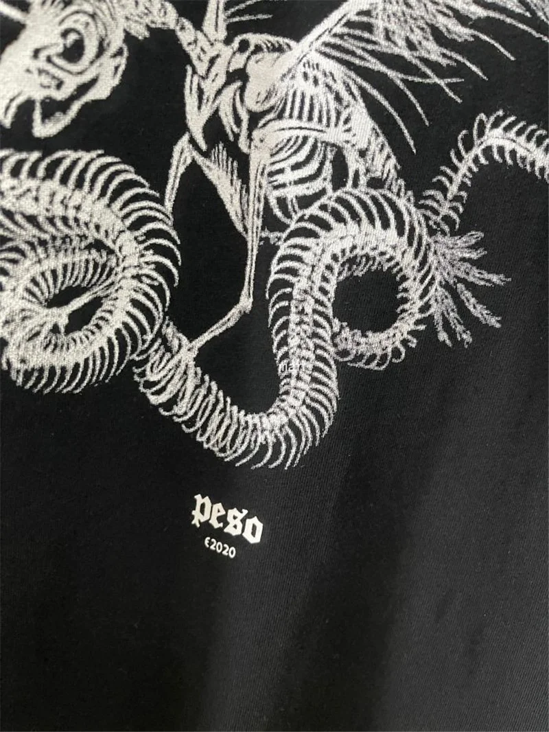 2021ss PESO T-shirt Men Women 1:1 Quality Skeleton Eagle Printing T Shirt Tops Tee Short Sleeve