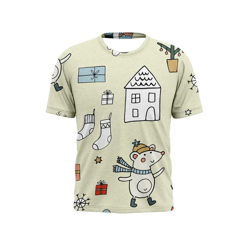 2021 Nowy 3D Drukowane koszulki męskie boże Narodzenie Kreskówka Wzór Święto Moda t-shirty Dla Chłopców I Dziewcząt