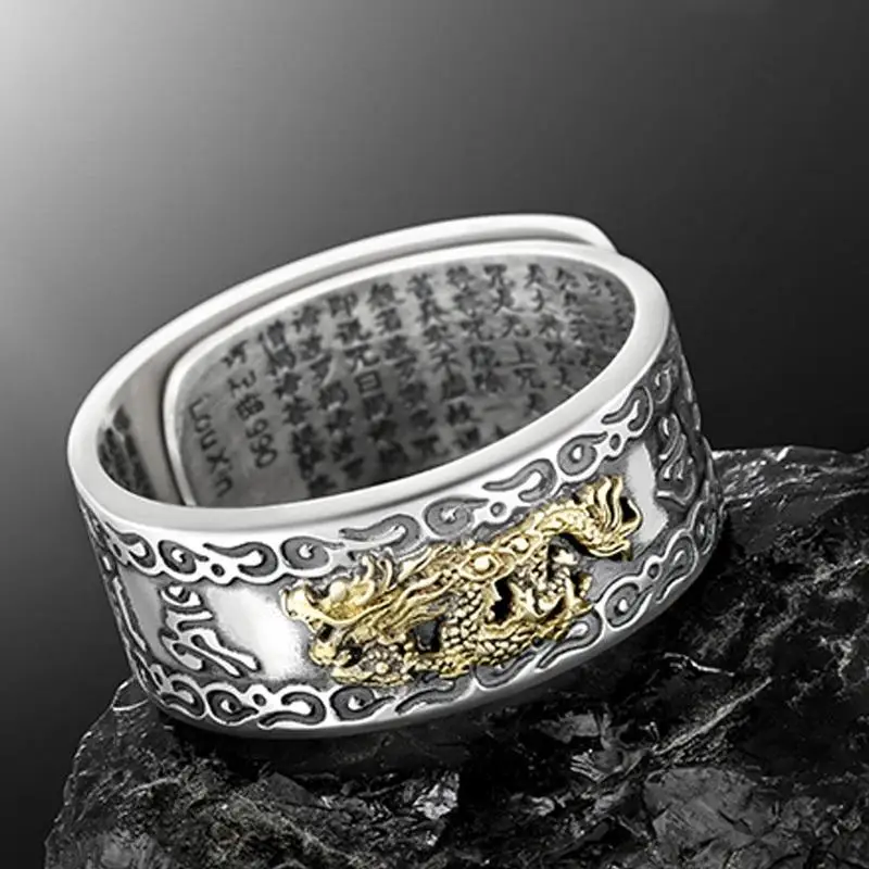 Feng Shui Pixiu Maskotki Pierścień, Amulet Ochrona Bogactwo Szczęśliwy Odkryty Regulowany Pierścień Buddyjski Biżuteria dla Kobiet, Mężczyzn Prezent