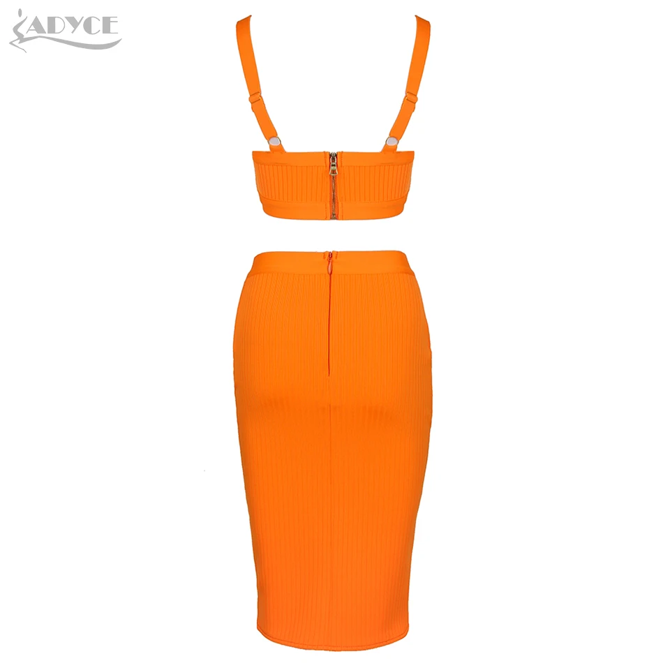Adyce 2021 New Summer Women V Neck Bandage 2 Two Pieces Sets Sexy Spaghetti Strap Tops& Spódnice Club Party Casual Outwear Sets