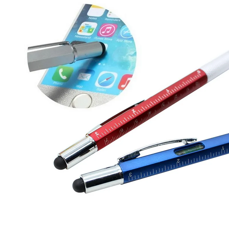 Nowy 6 W 1 Długopis Śrubokręt Linia Duch Poziom Narzędzie Multitool Długopis W Prezencie Ekran Dotykowy CM/Cal Linii poziomica