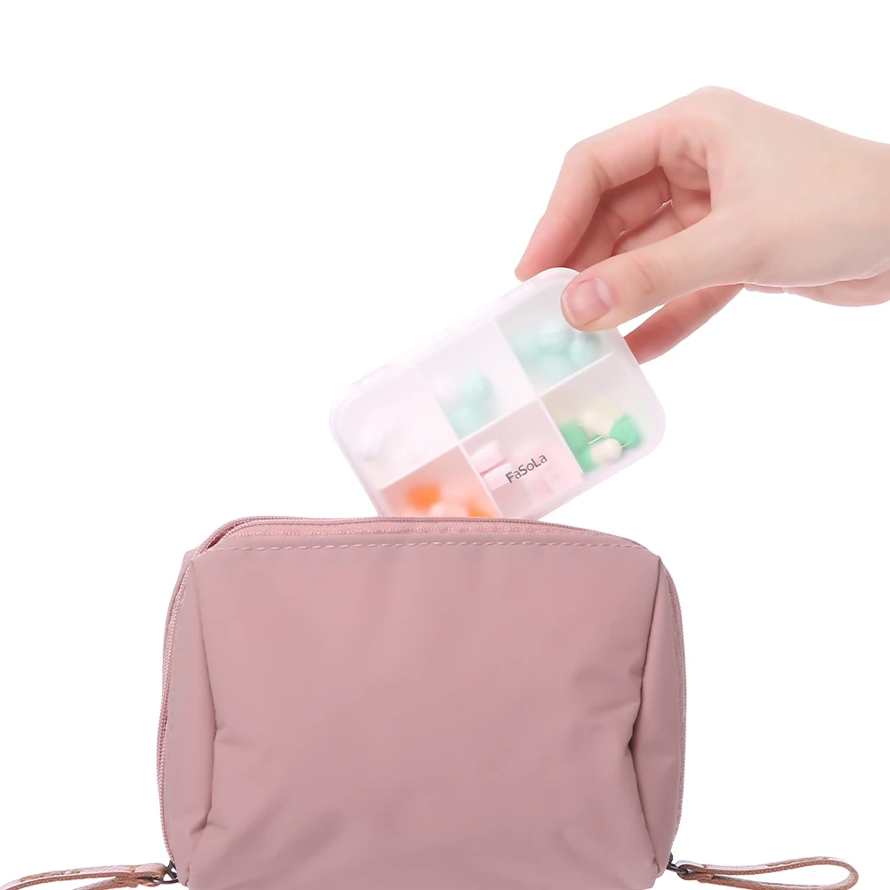 FaSoLa 6 Siatek Przenośne Etui Dla Tabletów Organizator Mini Plastikowy Pojemnik Do Przechowywania Podróży Pill Box Uchwyt Tygodniowy Szuflada Do Przechowywania Leków