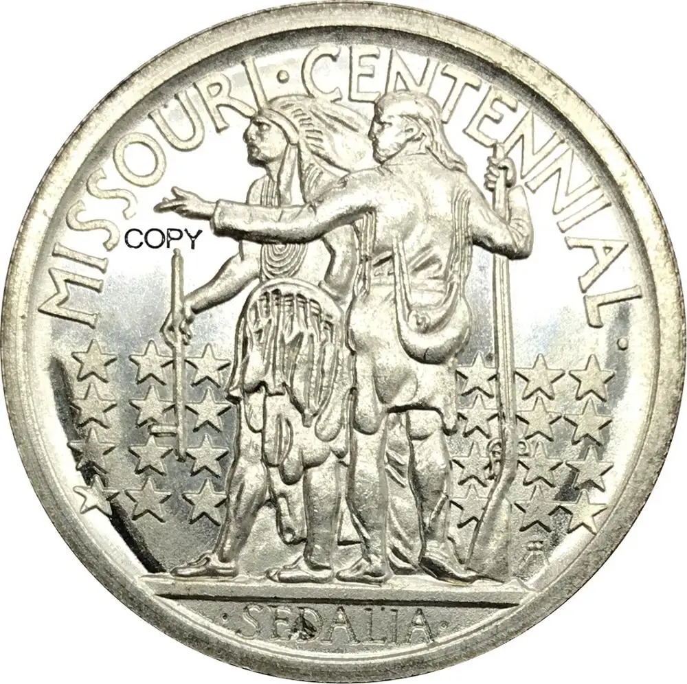 Stany Zjednoczone 1921 Missouri Stulecie dolar pół 50 Centów 2X4 90% Srebrne Kserokopiarki Monety