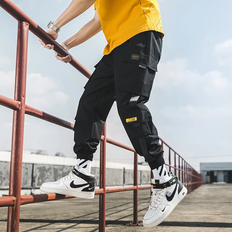 2021 Nowy Hip-Hop Biegaczy Spodnie-Cargo Mężczyźni Spodnie Multi-Kieszeń Taśmy Osób Spodnie Meble Casual Męskie Spodnie