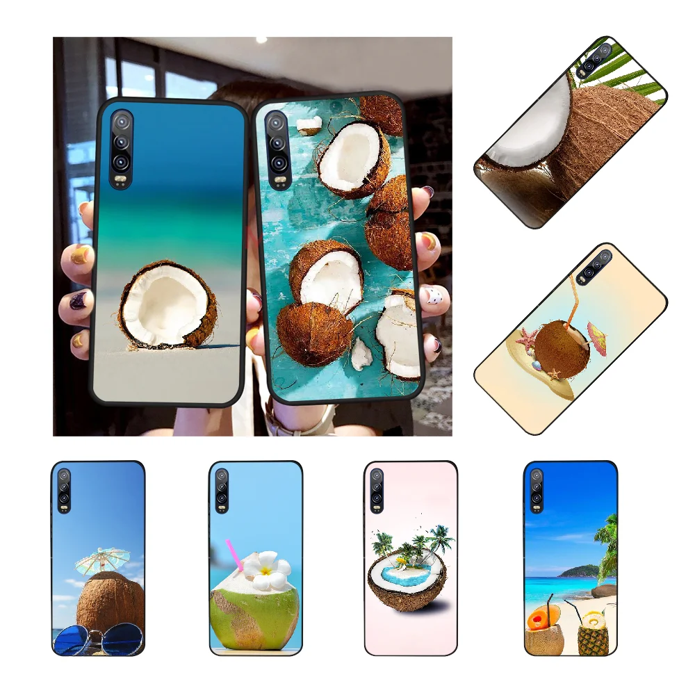 NBDRUICAI Coconut shell beach TPU czarny etui do telefonu Futerał Obudowa Huawei P20 P30 P10 P9 P8 Mate 20 10 Pro Lite