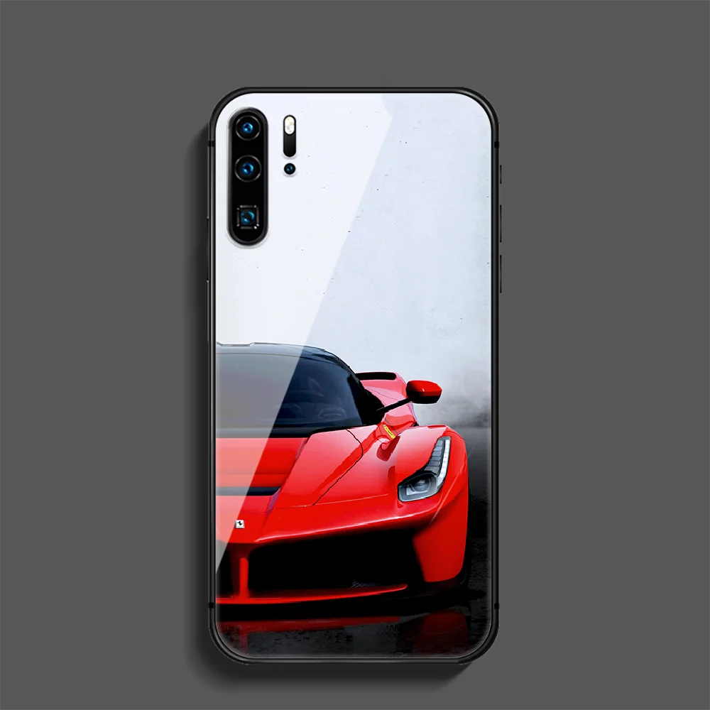 Sportowy Samochód Ferrari Telefon Szkło Hartowane Etui Do Huawei Mate P 10 20 30 40 Lite Pro Smart Z 2019 Prime Bumper Cell Czarny