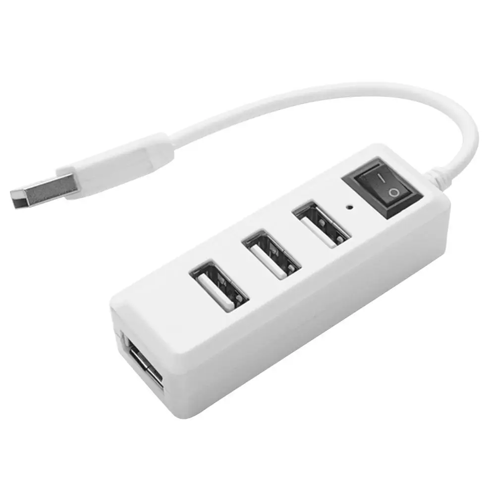 Multi USB Ports Adapter 4 USB 2.0 HUB Extension Splitter with Switcher for Computer Plug and Play No Driver Software