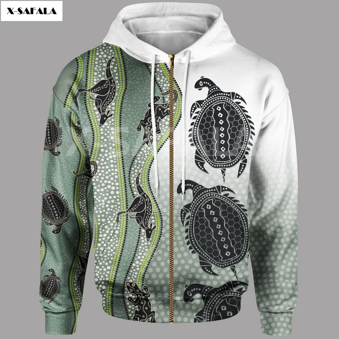 Australia Aborygenem Kangur Jaszczurka, Żółw 3D Drukowane Bluzy Mężczyzna Kobiety Harajuku kurtki na Zamek Sweter Bluza Kurtka