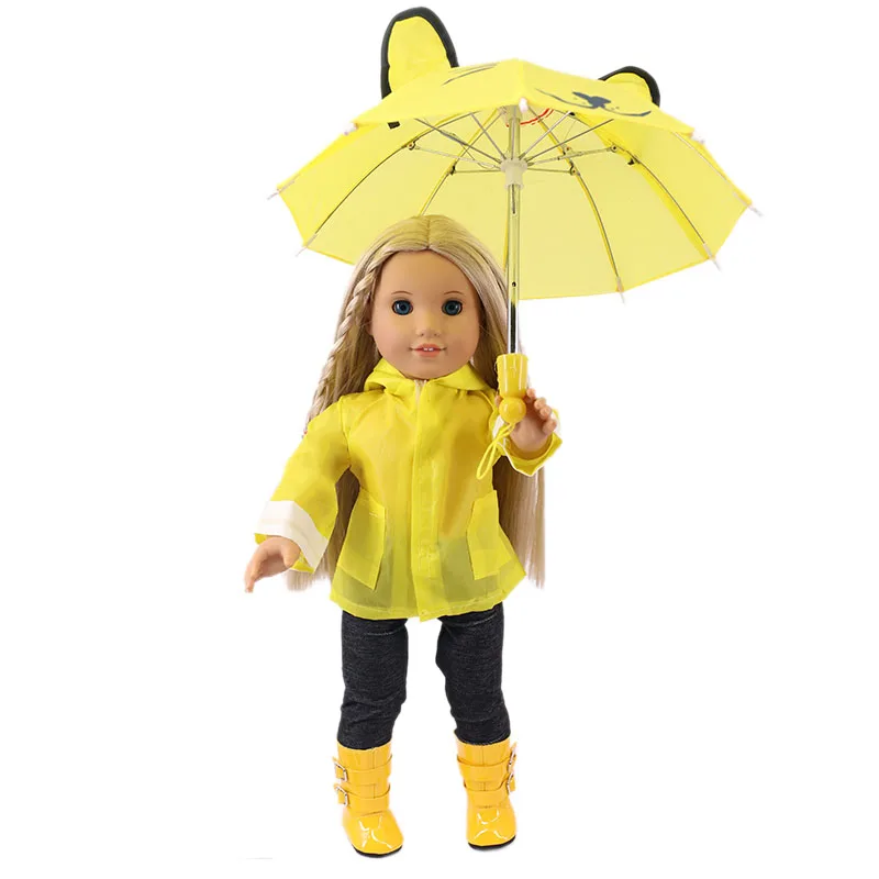 Кукольная Odzież Żółty Płaszcz Plecak Parasol Dla 18-Calowych Amerykańskiej Lalki Girl's 43 Cm Reborn Baby Generation Akcesoria,Zabawki Dzieci