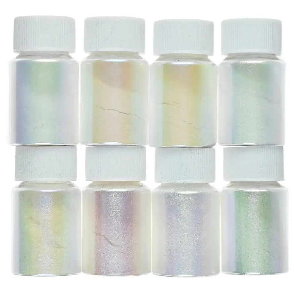 1Bottle 10g Nail Art Pearl Pigment Powder 2-in-1 Syrena/Unicorn Mirror Chrome Effect -white sparkle powder - flash pigments,68