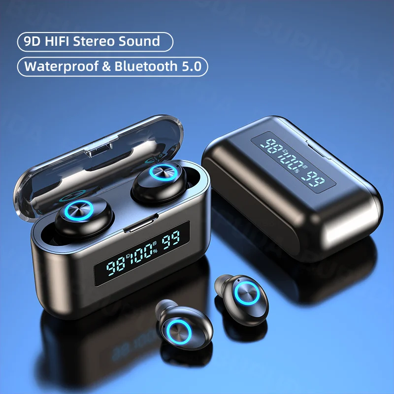 Bezprzewodowe Słuchawki Bluetooth do telefonu Sportowe Wodoodporne TWS Bluetooth, Słuchawki z mikrofonami 3D HiFi Stereo Słuchawki Muzyczne