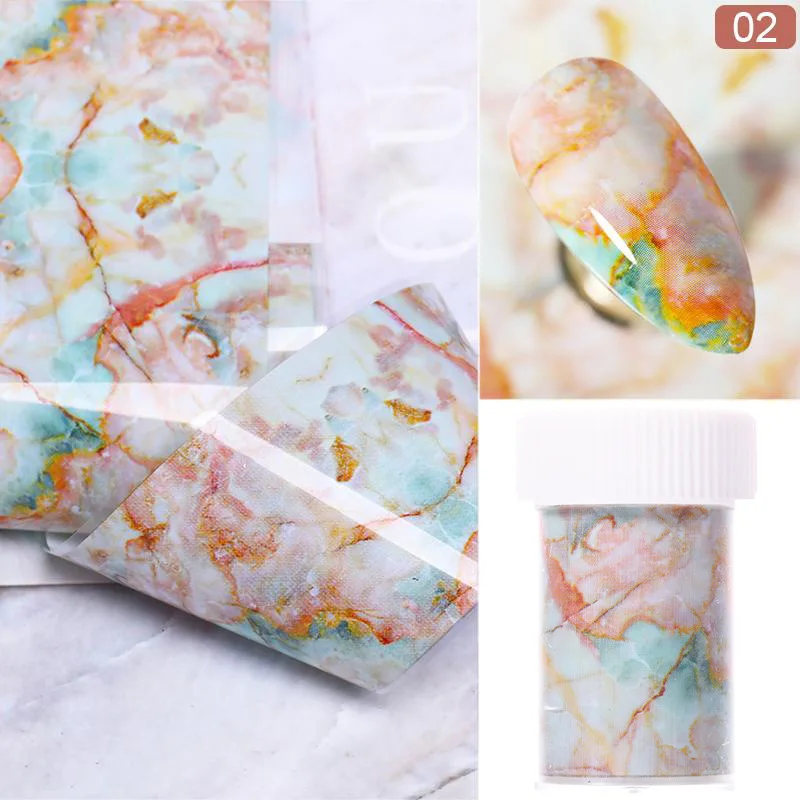 3D Nail Sticker Marble Transfer Foil Nail Decal Transfer Sticker Kit Adehesive Paper Wraps Nail Art DIY Tips Slider Papers Decor