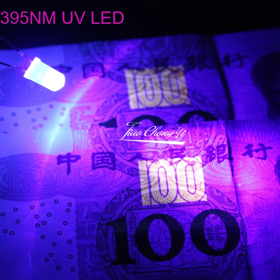 100 Szt. UV led dioda DIP 3 mm 5 mm Diody UV Przezroczysty 395nm LED Uv Uv led Zestaw