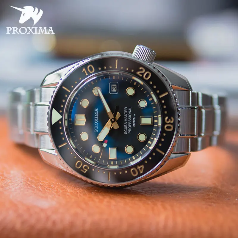 Proxima New Diver Watch Mężczyzna Automatyczny zegarek Mechaniczny Zegarek Szafirowe szkło Ceramiczne Oprawy Okno daty Świecące 30 bar Wodoodporny