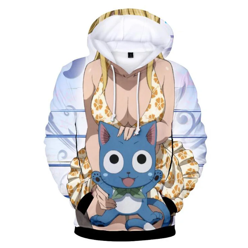 Anime Fairy Tail Męskie bluzy 3D Drukowane Śmieszne Hip hop, Bluzy Meble odzież Kurtki z Kapturem, dresy Cosplay Lucy