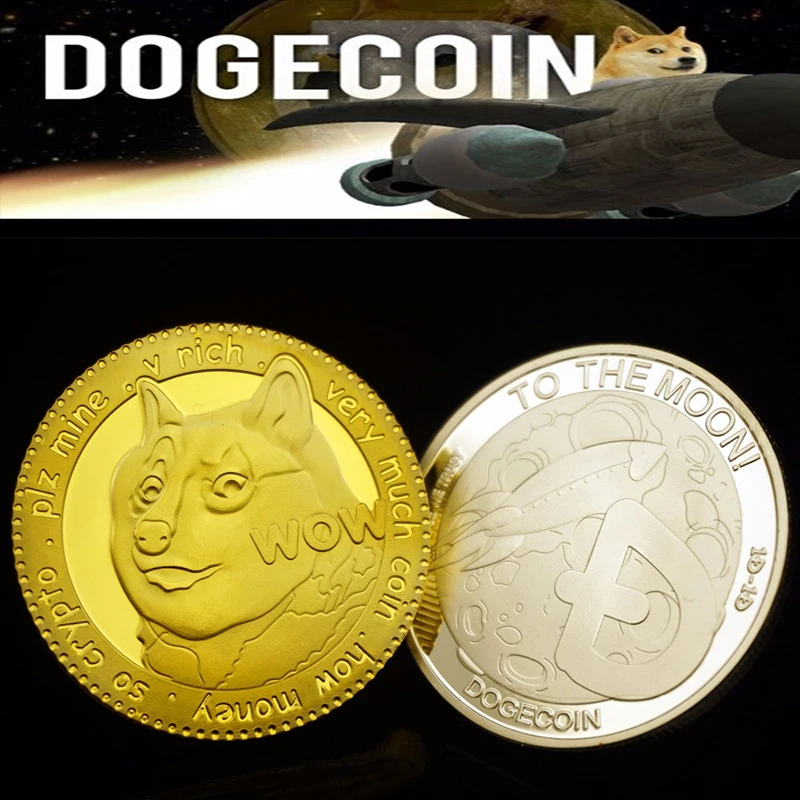 Piękna WOW Pozłacane Pamiątkowa moneta Dogecoin Prezenty Pies Szablon Pies Pamiątek Kolekcja Monet do Dekoracji Domu