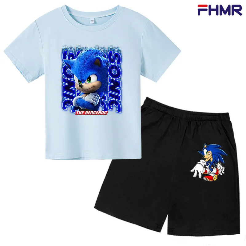 2021 Letnie Zestawy Ubrań Sonic cotton Print Suits Toddler Girls Top+spodenki 2 szt. Zestawów dres Codzienne Zestawy Dziecięce Baby Boys