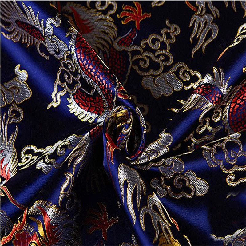 HLQON imported blue dragon style brokat fashion fabric used for Quilting ubrania sukienka odzież damska spódnica atlas 100x115cm