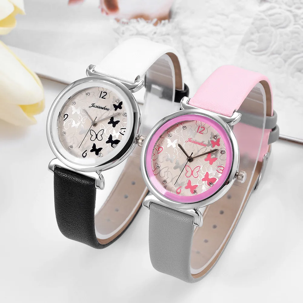 Luksusowe, Dwa kolory, Skóra Kwarcowy Zegarek Kobiet Mody Zegarki Damskie Motyle Zegar relogio feminino reloj mujer