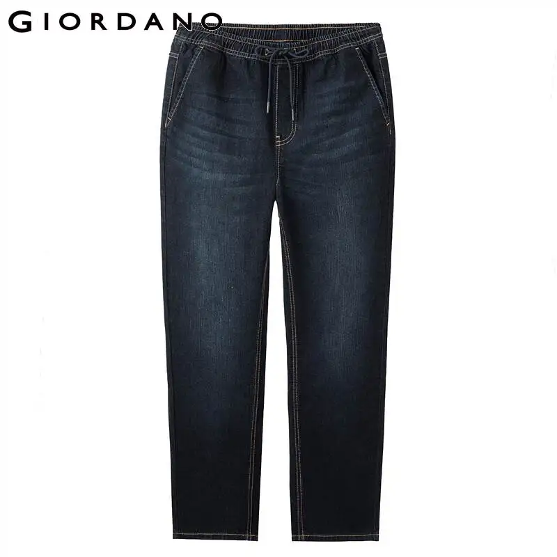 Giordano Męskie Jeans Elastyczny Pas Proste Dżinsy Demin Jeden Kieszenie Naszywane Długość Kostki Calcas dżinsy Masculina 01120344