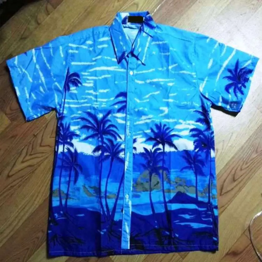 MISSKY Men Hawaii Shirt Summer Beach Leisure Tropical Seaside Hawajskie koszule Camisas Bluzki Z krótkim Rękawem Dla zakochanych