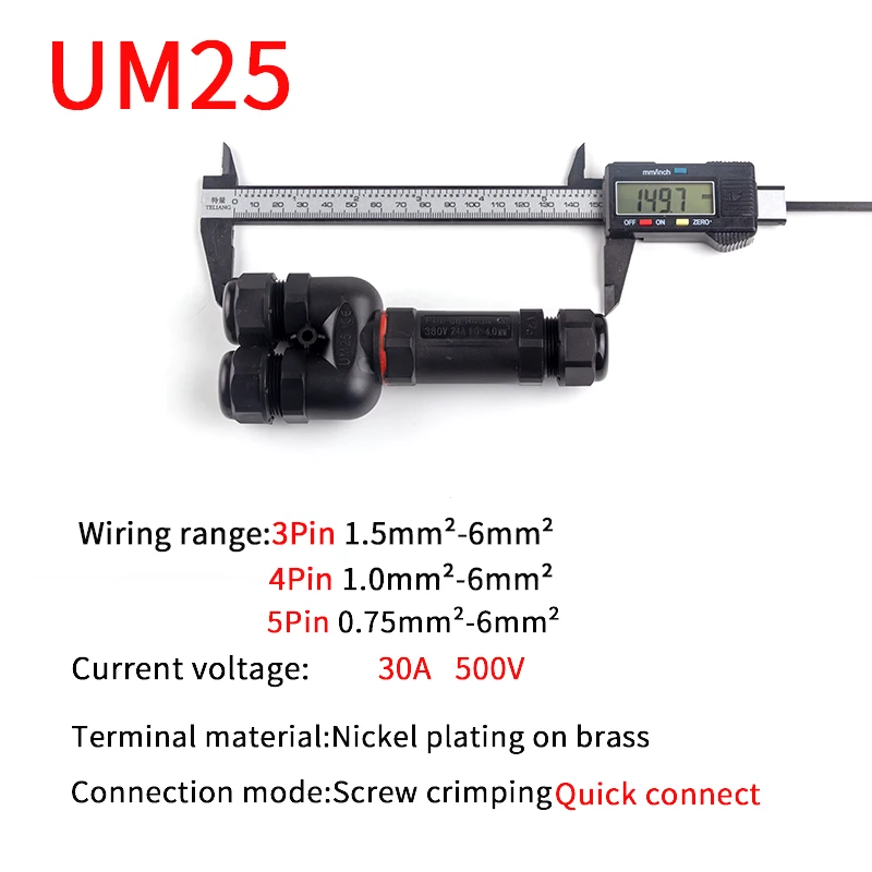 Wodoodporna IP68 Złącze U25S 2/3/4Pin Elektryczny Terminal Adapter Przewód Złącze Śruba złącze LED Zewnętrzne Połączenie