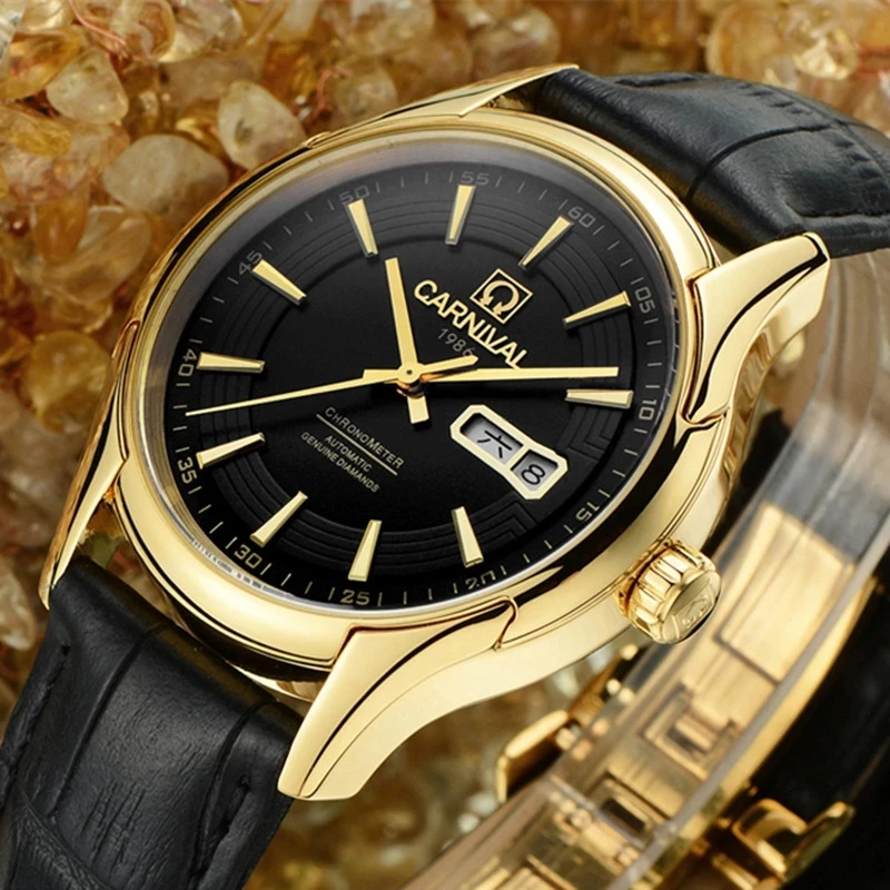 Reloj Hombre CARNIVAL Brand Mechaniczne Zegarki Męskie Luksusowe Wodoodporny Moda Kalendarze zegarki Zegarek 2021 Relogio Masculino