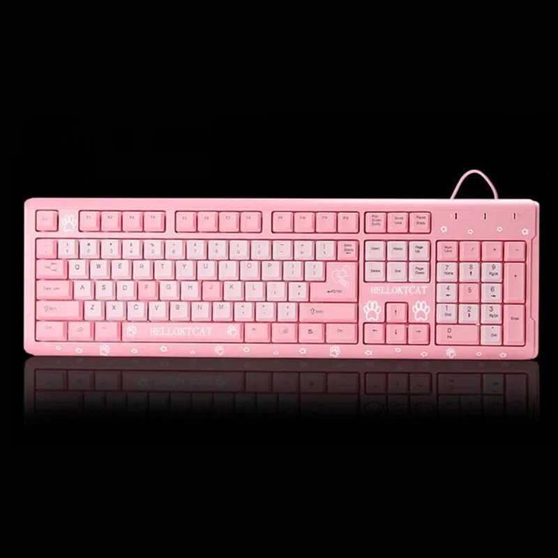 Pink KTCAT Keyboard USB Wired Cute Girls Ultra-thin Computer USB Keyboard For Desktop Girls
