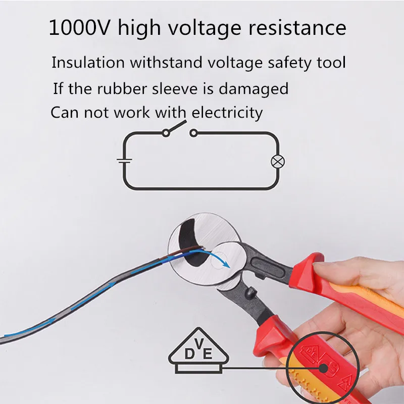 VDE high voltage izolowany 1000V elektryk specjalny modem kablowy tnące narzędzie wielofunkcyjne szczypce zdzieranie