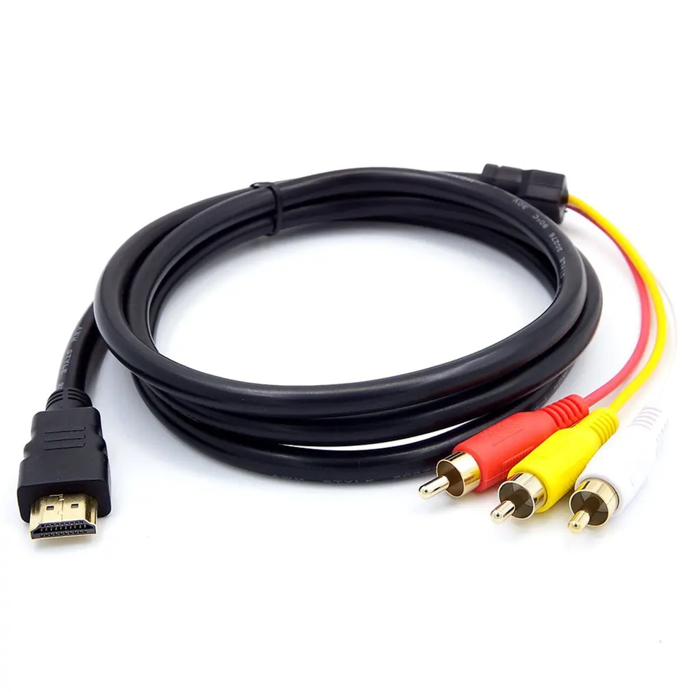 HDMI zgodny Mężczyzna DO 3 RCA Wideo Audio Kabel AV Wytrzymały Adapter Do 1080P HDTV DVD Adapter Naga Sieć