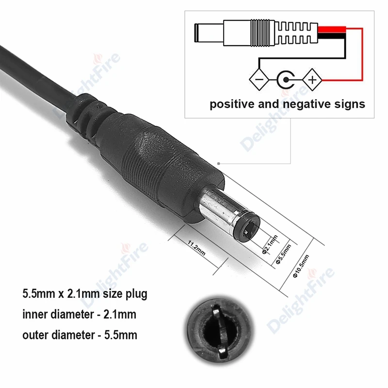 5szt DC Pigtail Kabel 5.5x2.1mm 5V 12V Jack Plug Męski Adapter Zasilania Dc, Złącze Do Taśm Led Światła Kamer CCTV Router