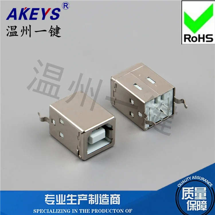 10szt B żeński 180 stopni złącze drukarki Port D type D Kwadratowy port USB gniazdo damska Pionowy interfejs BF180 stopni
