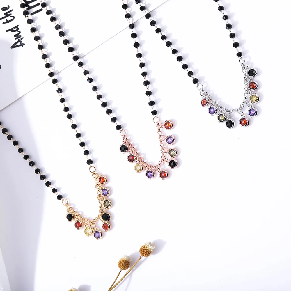 Boho Kolorowe Kryształowe Frędzle Naszyjnik Wykwintne Multi Zamek Biżuteria Rhinestone Naszyjnik na Szyi Prezent dla podróżujących Kobiet dziewczyn