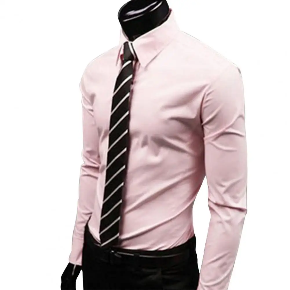 Modne męskie koszule Jednolity Kolor Uniwersalna Koszula Z Długim Rękawem na guziki Cienki Formalny Biznesu Top Odzież Męska koszula 2021