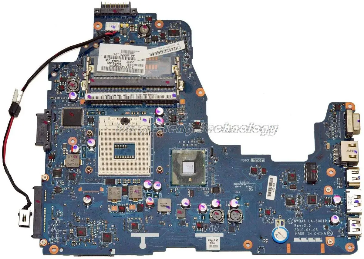 Płyta główna do laptopa Toshiba Satellite A660 A665 NWQAA LA-6061P K000104250 Rev 2.0 HM55 DDR3 druku płyty głównej