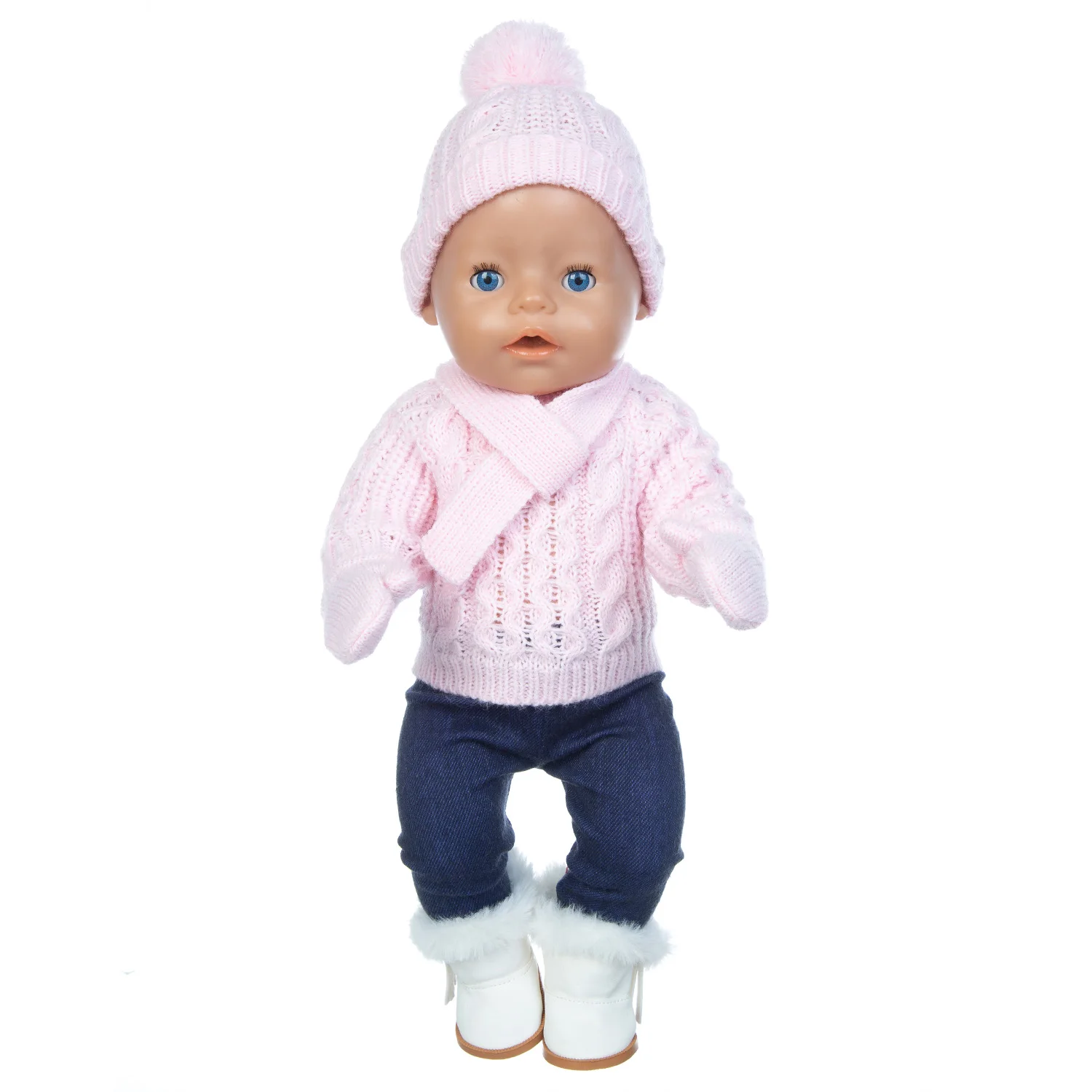 2021 New Hot Sprzedaż Fit 18 inch New Baby Born Doll Clothes Christmas Accessories S weater 4-piece Suit For Baby Birthday Gift