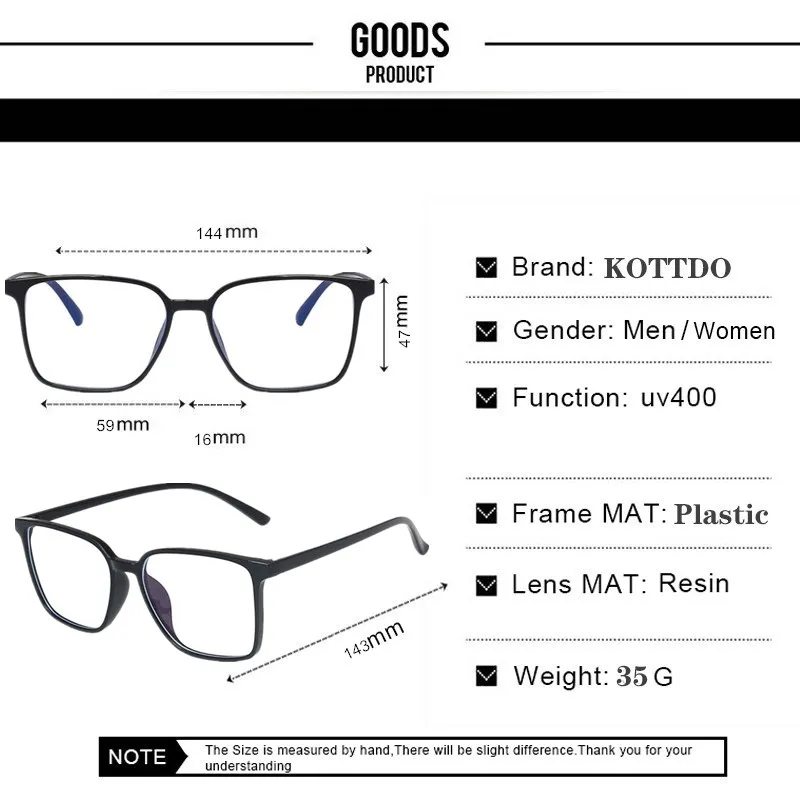 2020 Kwadratowy Anty-Niebieskie Światło Krótkowzroczność Okulary Klasyczna Moda Kobiety Komputera Przepis Okulary Oprawki Vintage Męskie Okulary