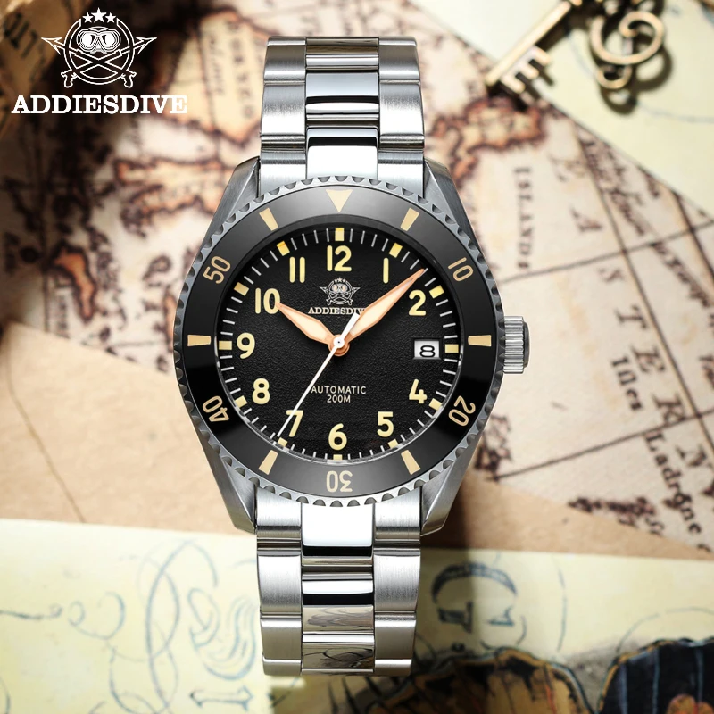 Addies Dive nowe automatyczne zegarek mody zegarek szafirowe szkło 200 m дайверские zegarek ceramiczny pierścień C3 super świecące zegarki męskie